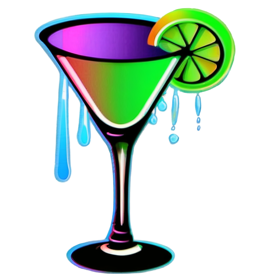 Neon Cocktail Glass Png Chb