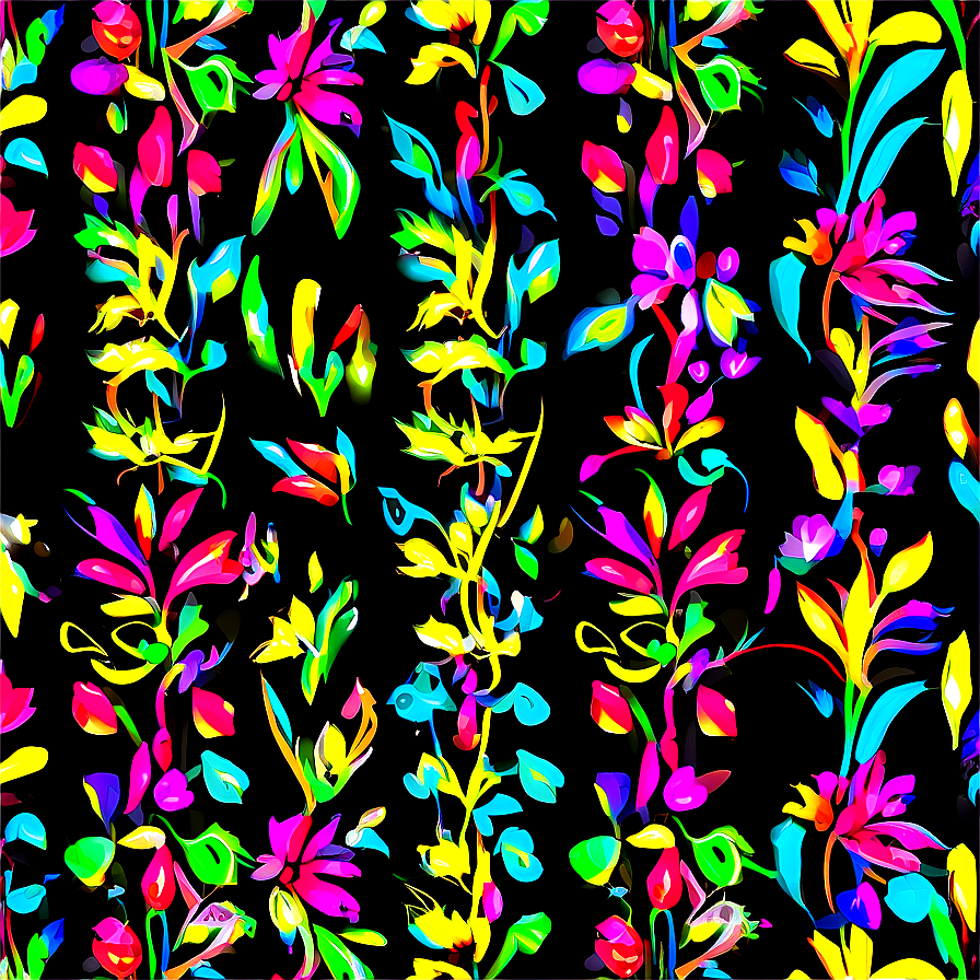 Neon Floral Pattern Png Tdp