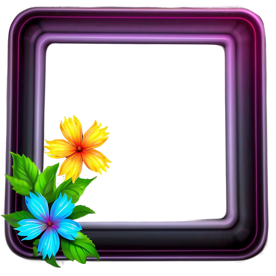 Neon Flower Frame Png 05252024