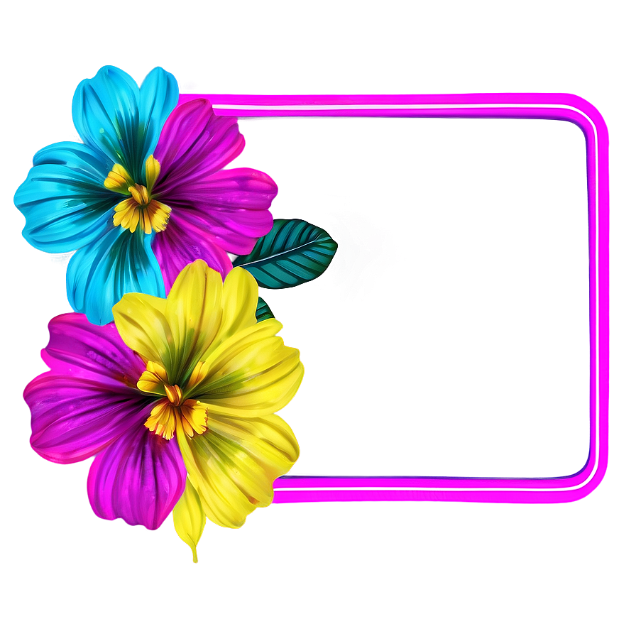 Neon Flower Frame Png 26