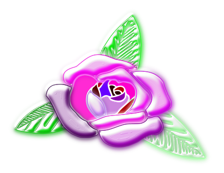 Neon Glow Purple Rose Art