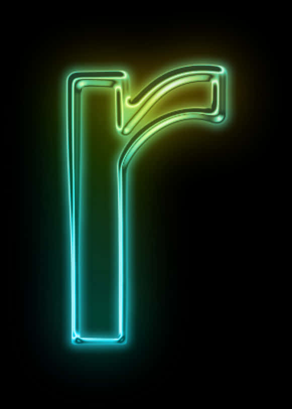 Neon Glow R Letter Symbol