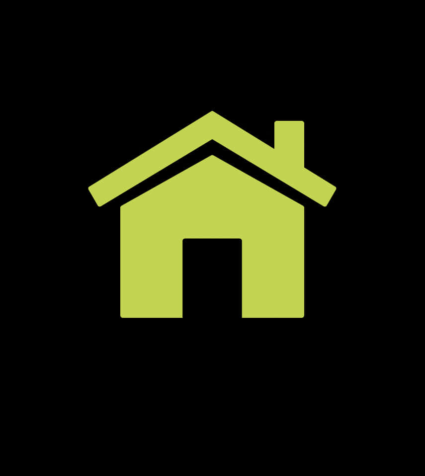 Neon Green Home Iconon Black Background