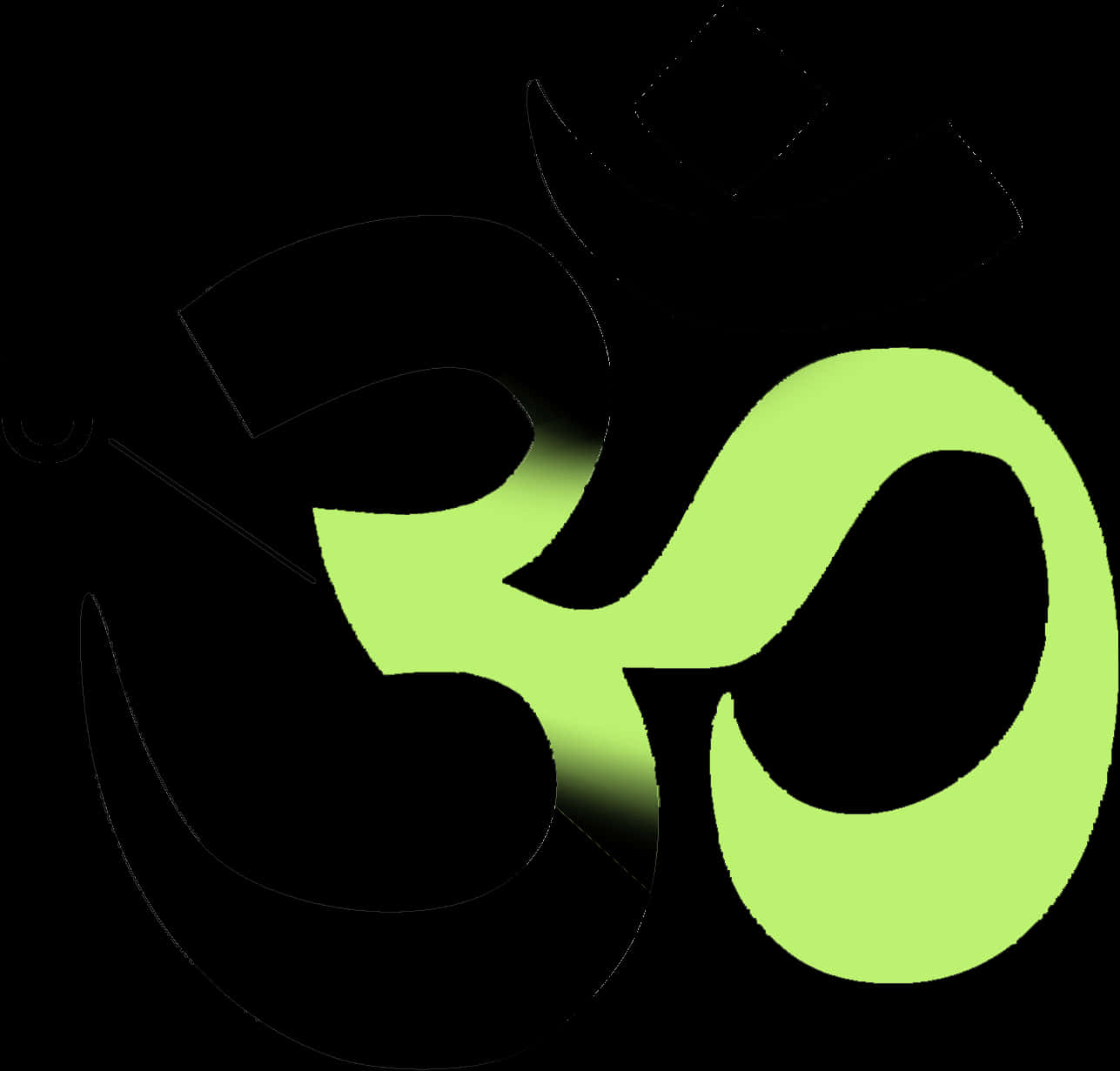 Neon Green Om Symbolon Black Background