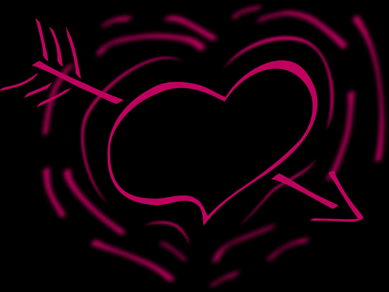 Neon Heart Arrow Tattoo Design