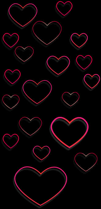 Neon Heart Pattern Black Background