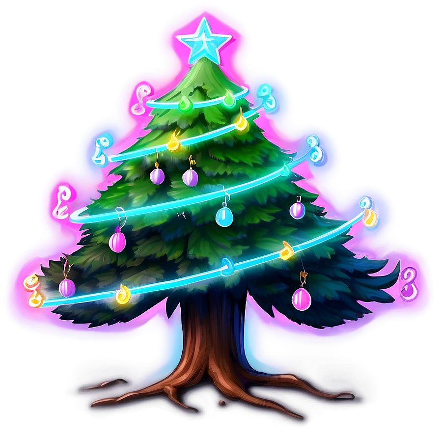 Neon Light Arbol De Navidad Png Ips