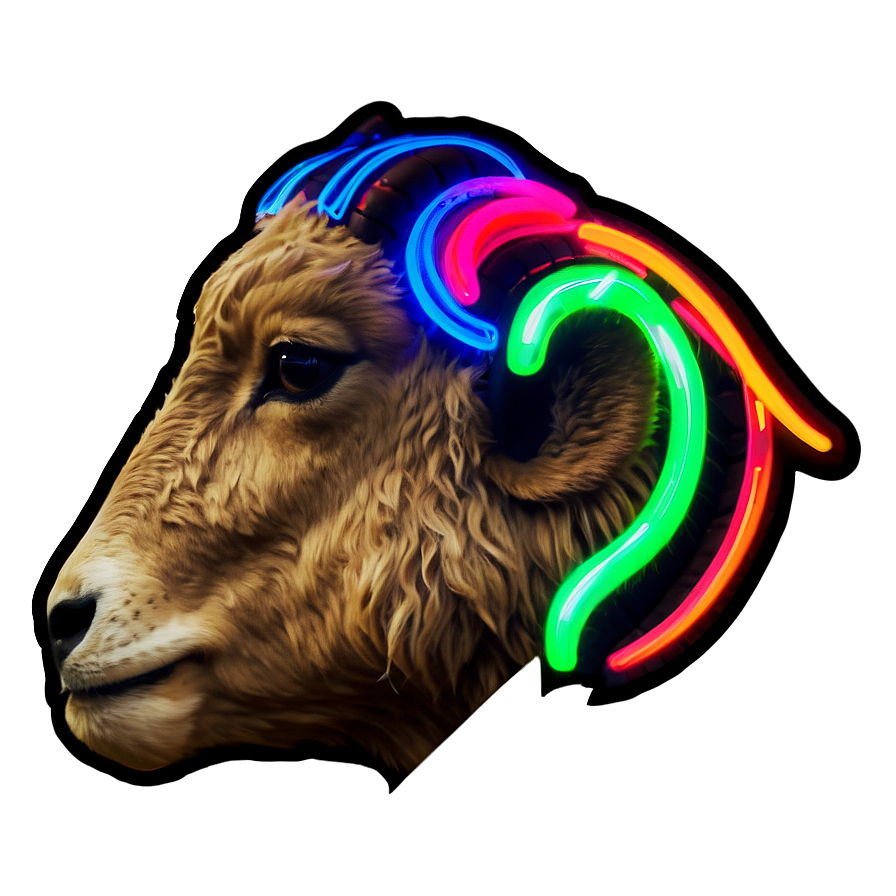 Neon Light Ram Head Sign Png Tms