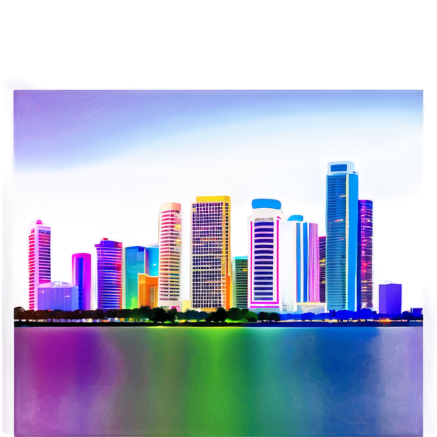 Neon Lights Miami Skyline Png 4