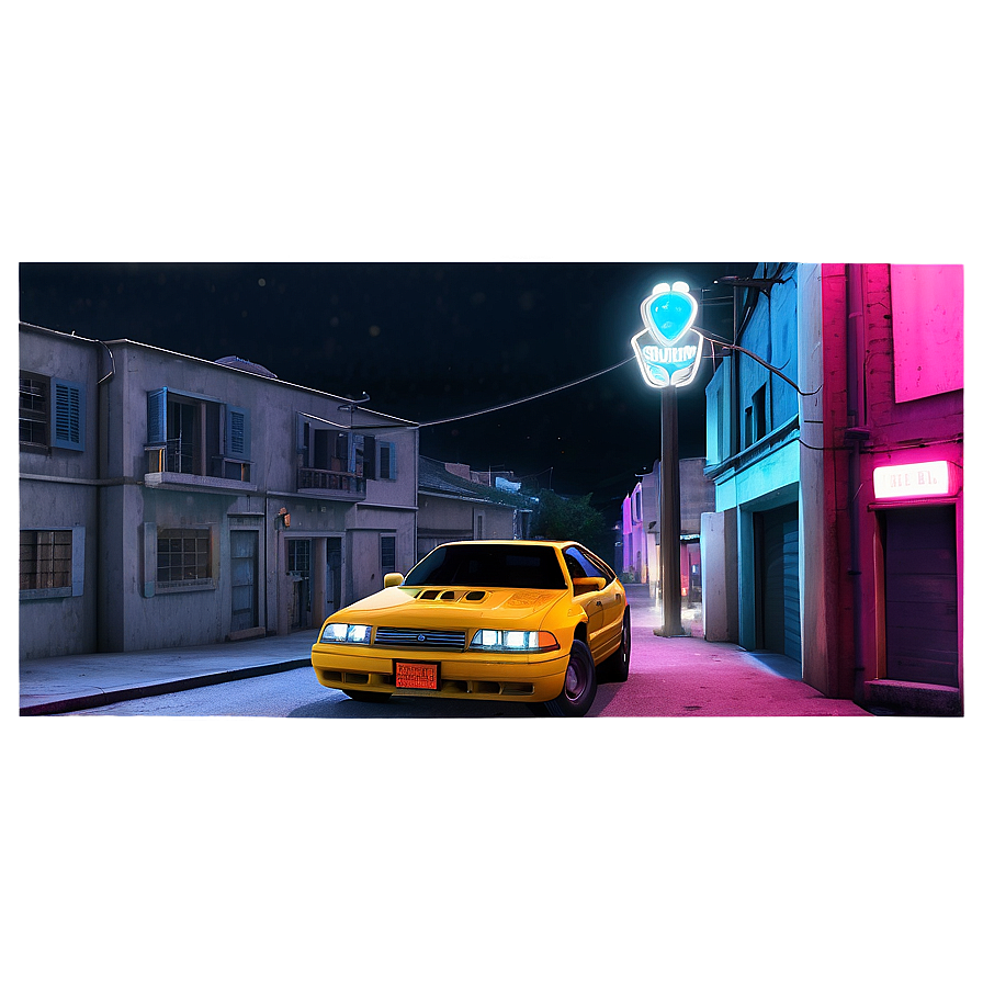 Neon Lit Street Png 06112024