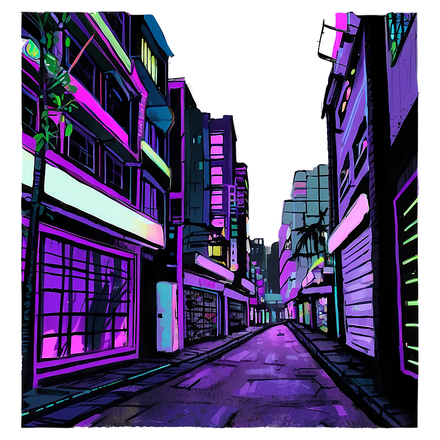 Neon Lit Street Png Rli