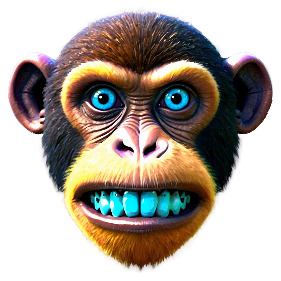 Neon Monkey Face Sign Png 5