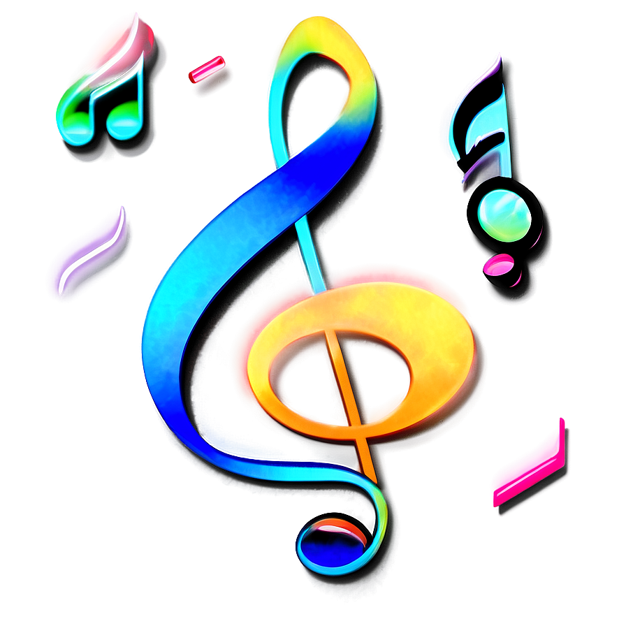 Neon Music Notes Png 06112024