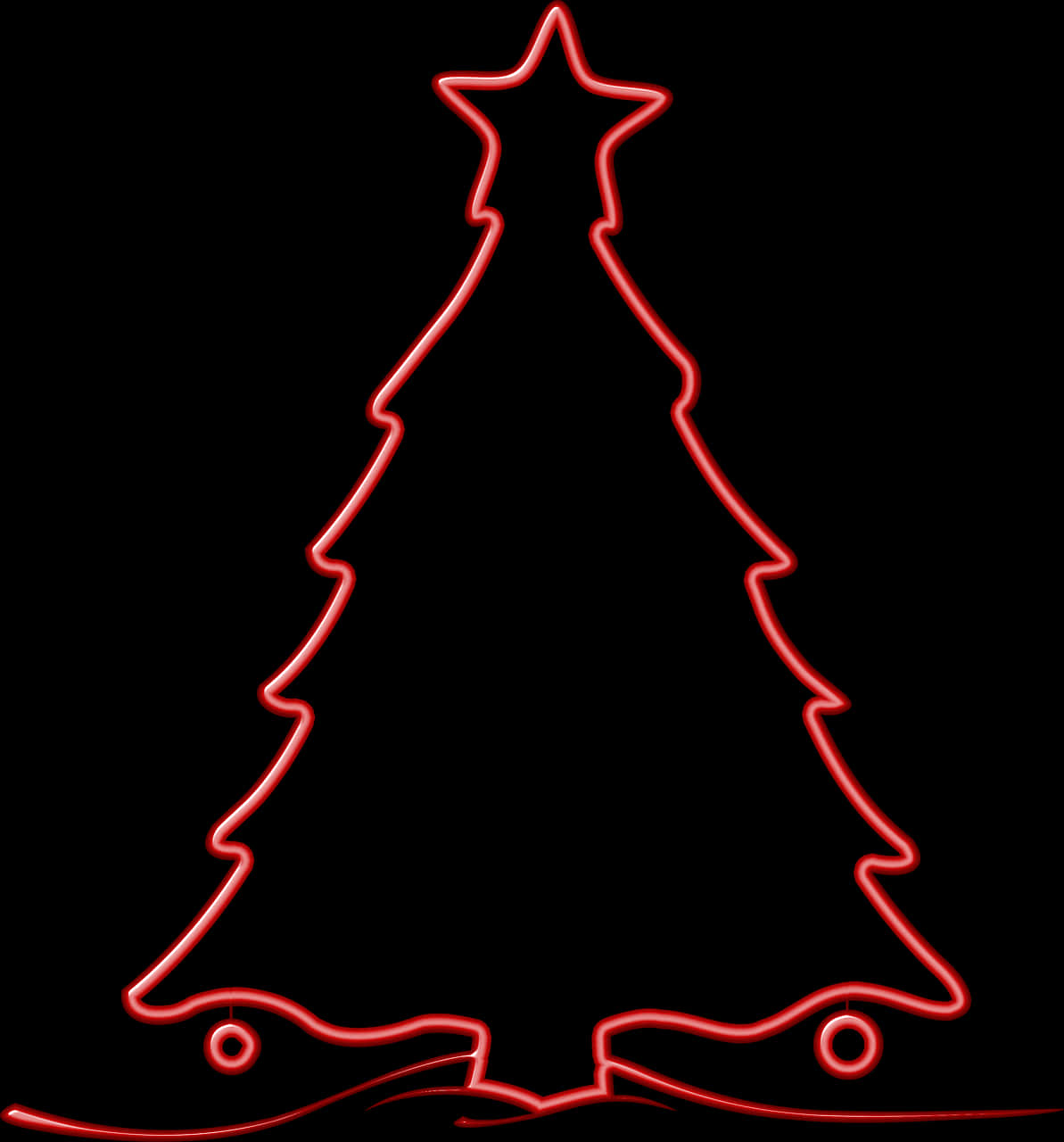 Neon Outline Christmas Tree