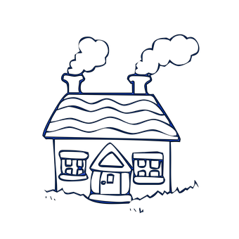 Neon Outline Cottage Illustration