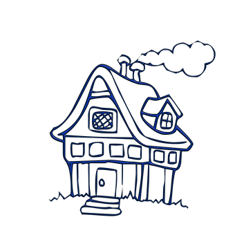 Neon Outline Cottage Illustration