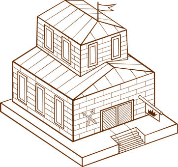 Neon Outline House Illustration