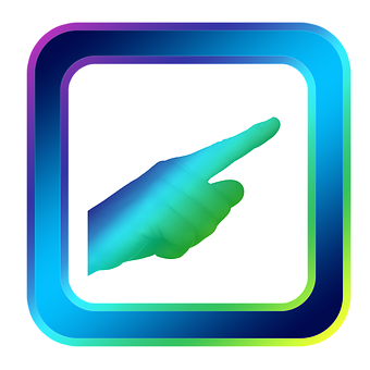 Neon Outlined Hand Pointer Icon