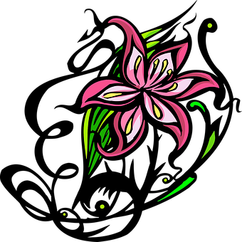 Neon Pink Lily Vector Art