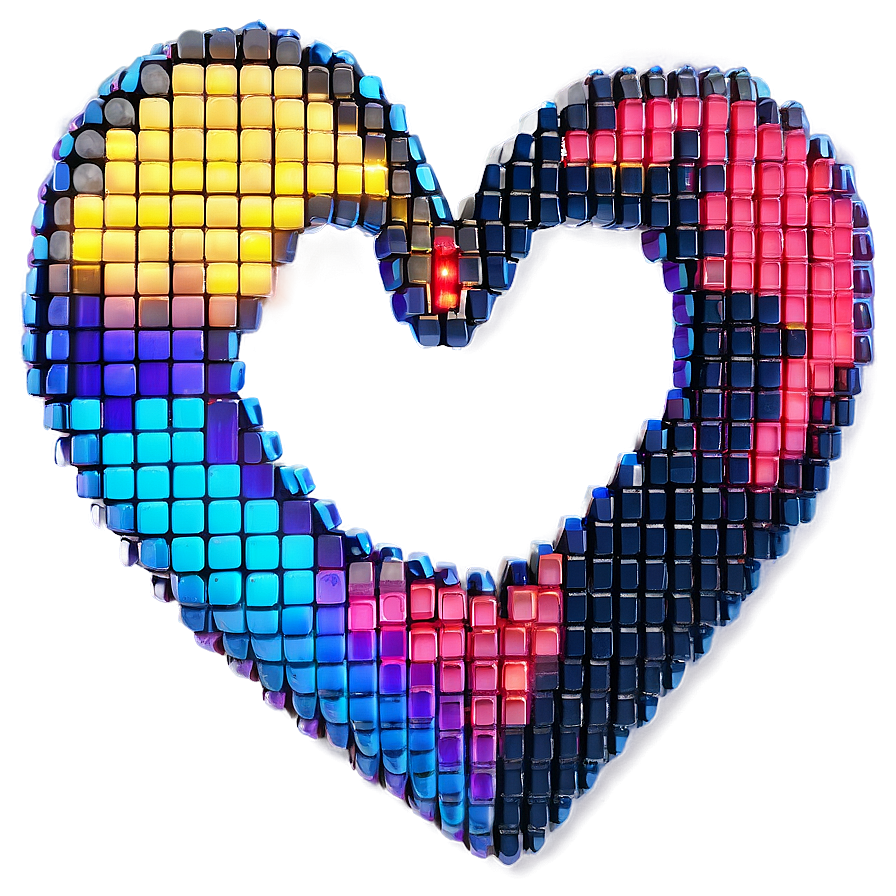 Neon Pixel Heart Png 05252024