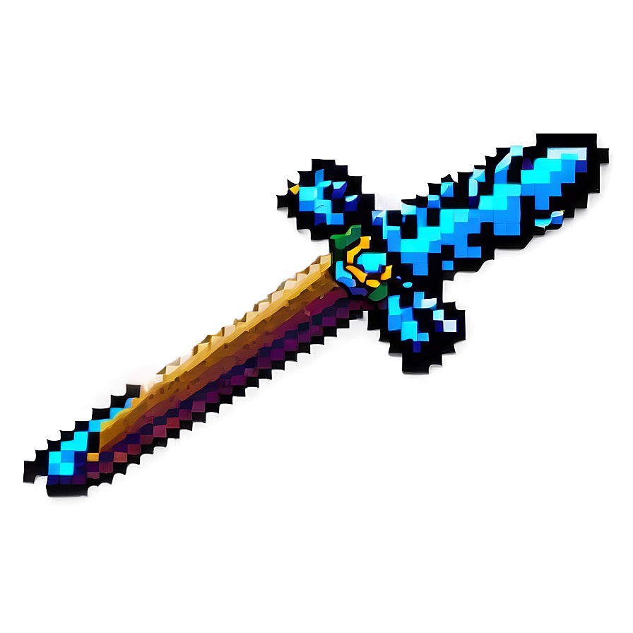 Neon Pixelated Sword Png 06242024