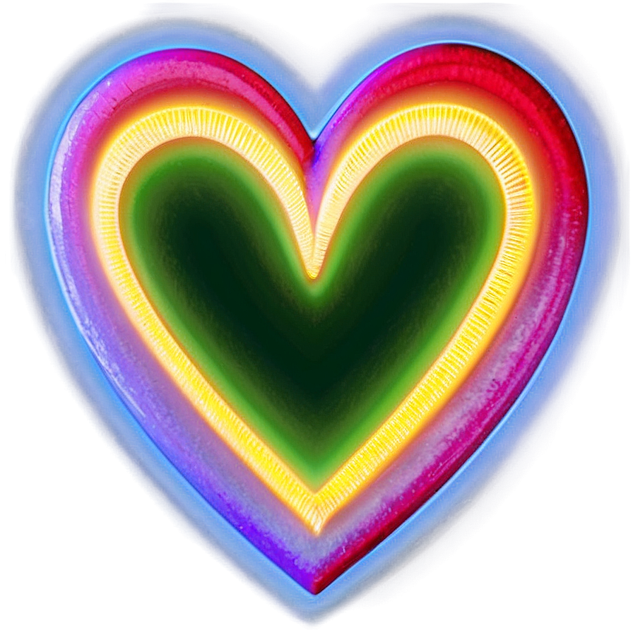 Neon Rainbow Heart Png 06252024