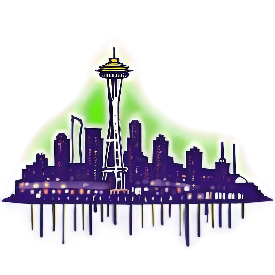 Neon Seattle Skyline Artwork Png 06252024