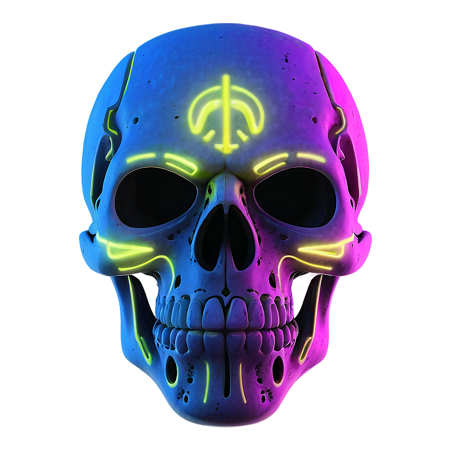 Neon Skull Face Symbol Png Cih14