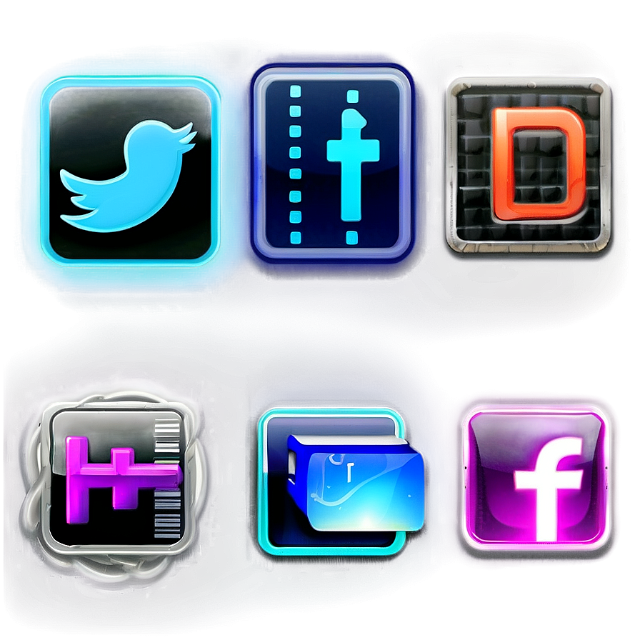 Neon Social Media Icons Png 06112024