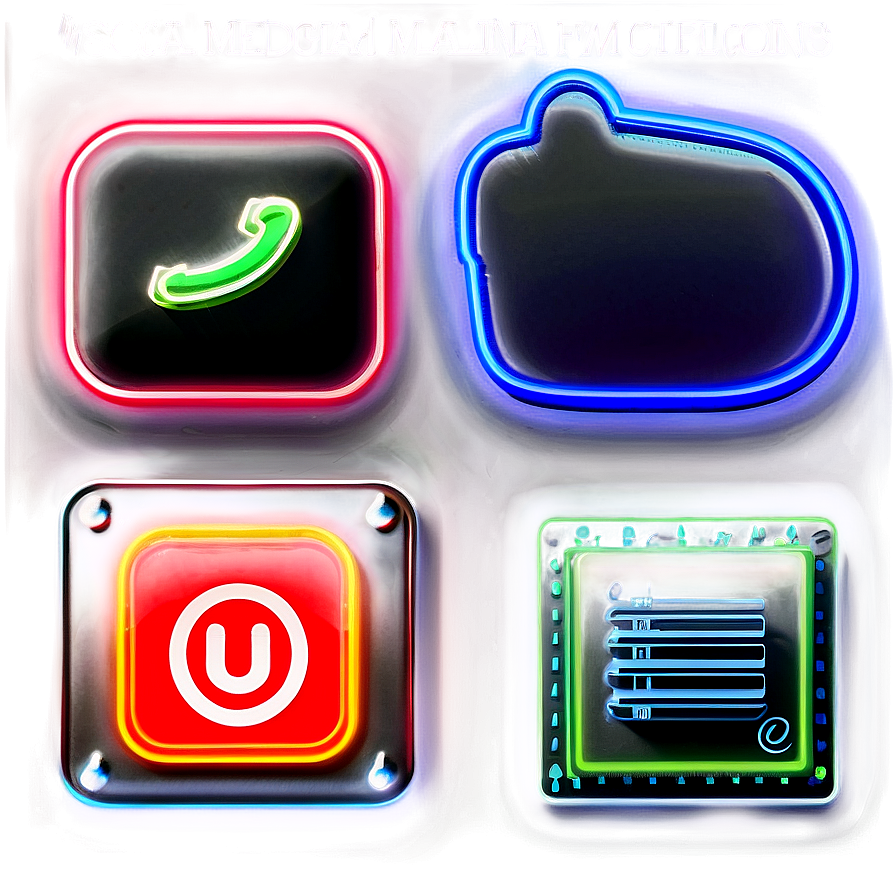 Neon Social Media Icons Png Biq