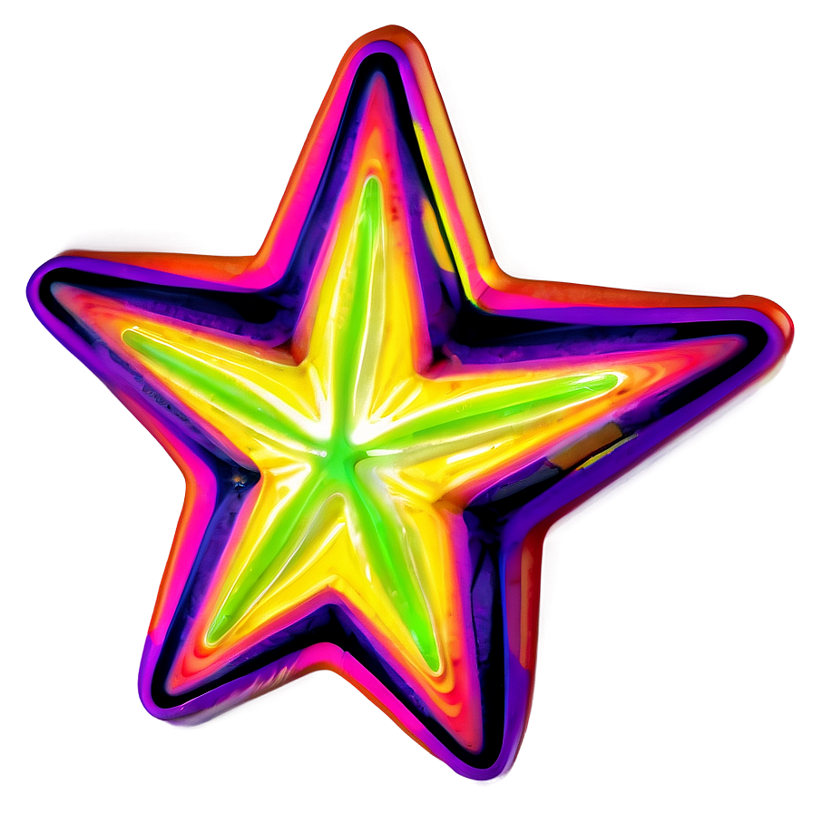 Neon Star Sticker Png 44