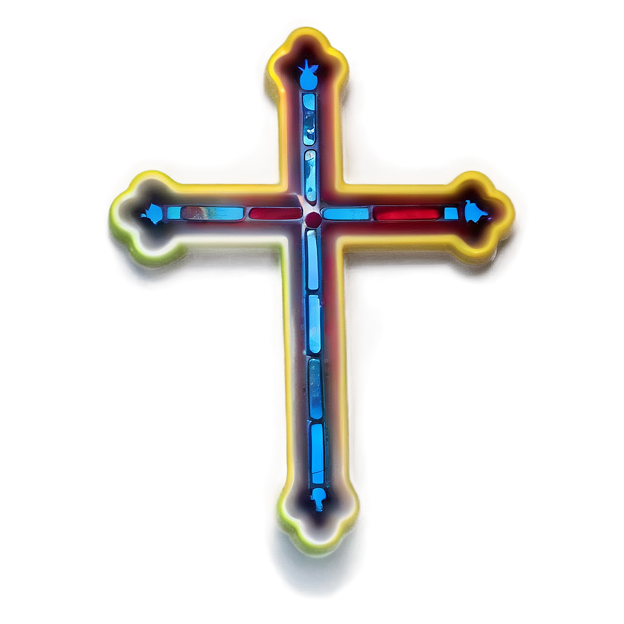 Neon Thin Cross Png 06292024