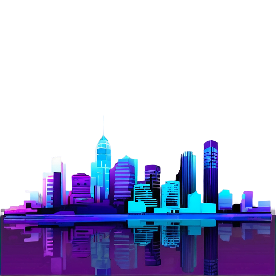 Neon Violet Cityscape Night Png 24