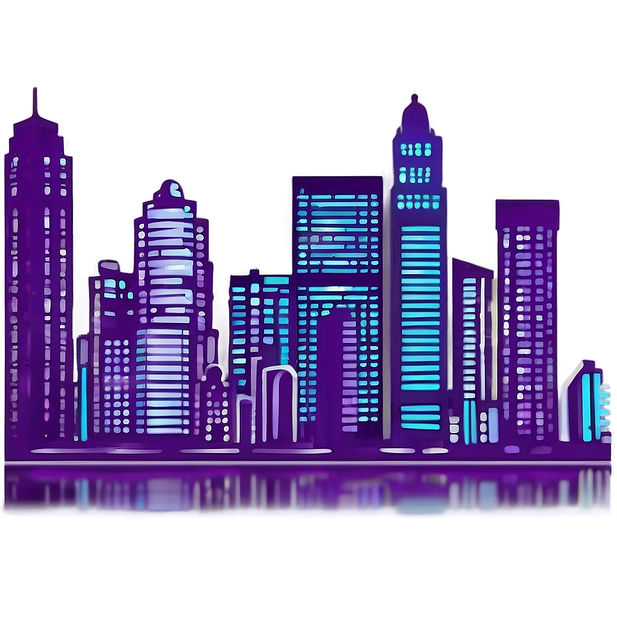 Neon Violet Cityscape Night Png 99