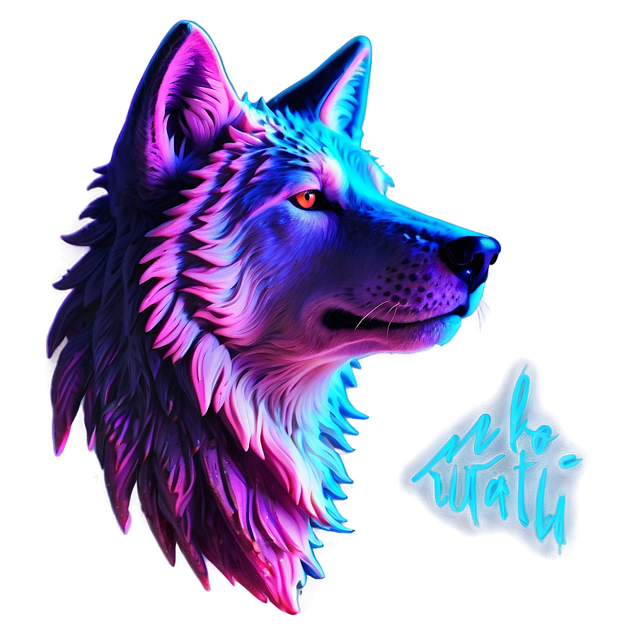 Neon Wolf Face Graphic Png Dwh