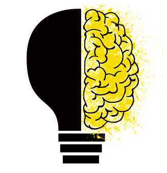 Neon Yellow Brain Silhouette