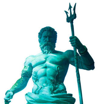 Neptune Statue Blue Illumination