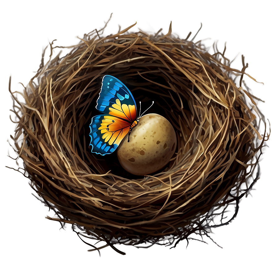 Nest With Butterfly Png 33