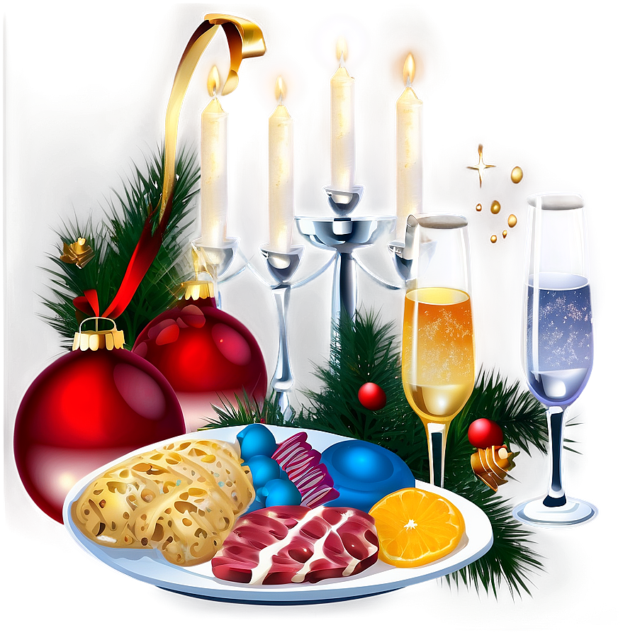 New Year Festive Dinner Table Png 4