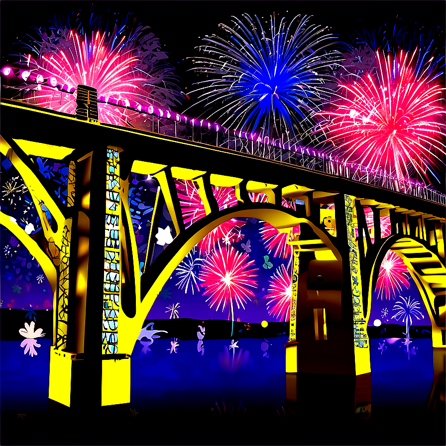 New Year Fireworks Over Bridge Png 05212024