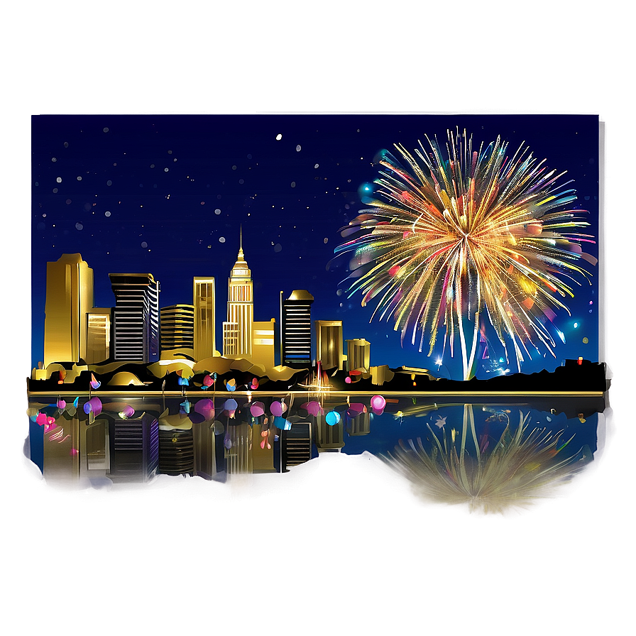 New Years Eve City Fireworks Png Tfx18