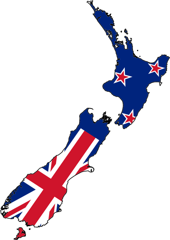 New Zealand Mapwith Flag Design