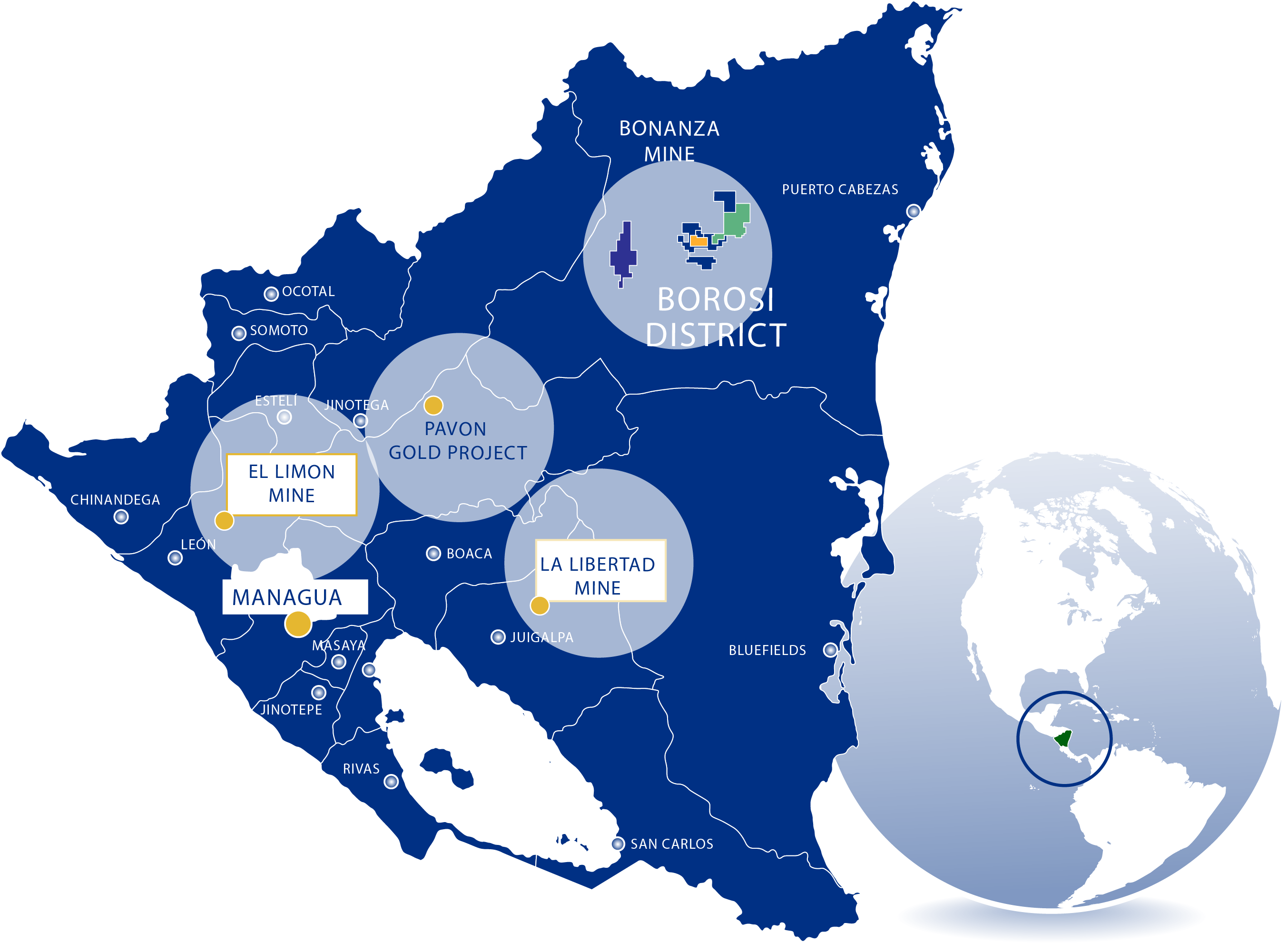 Nicaragua Mining Projects Map