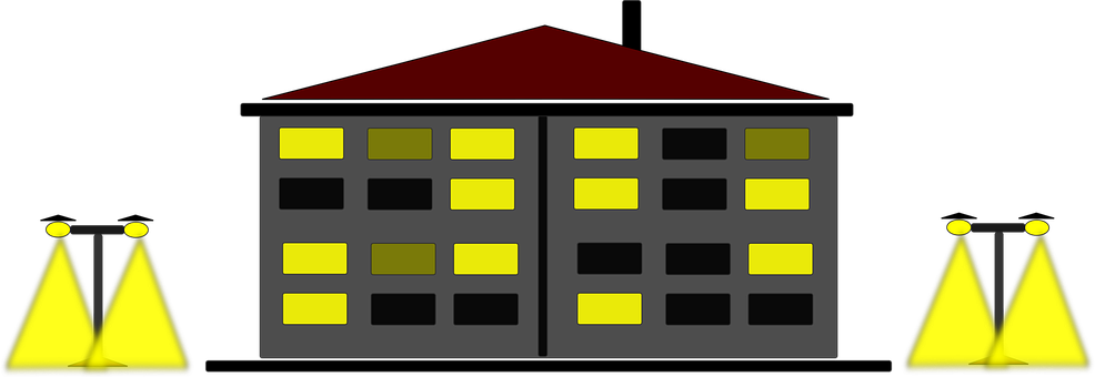 Nighttime City Building Illustration