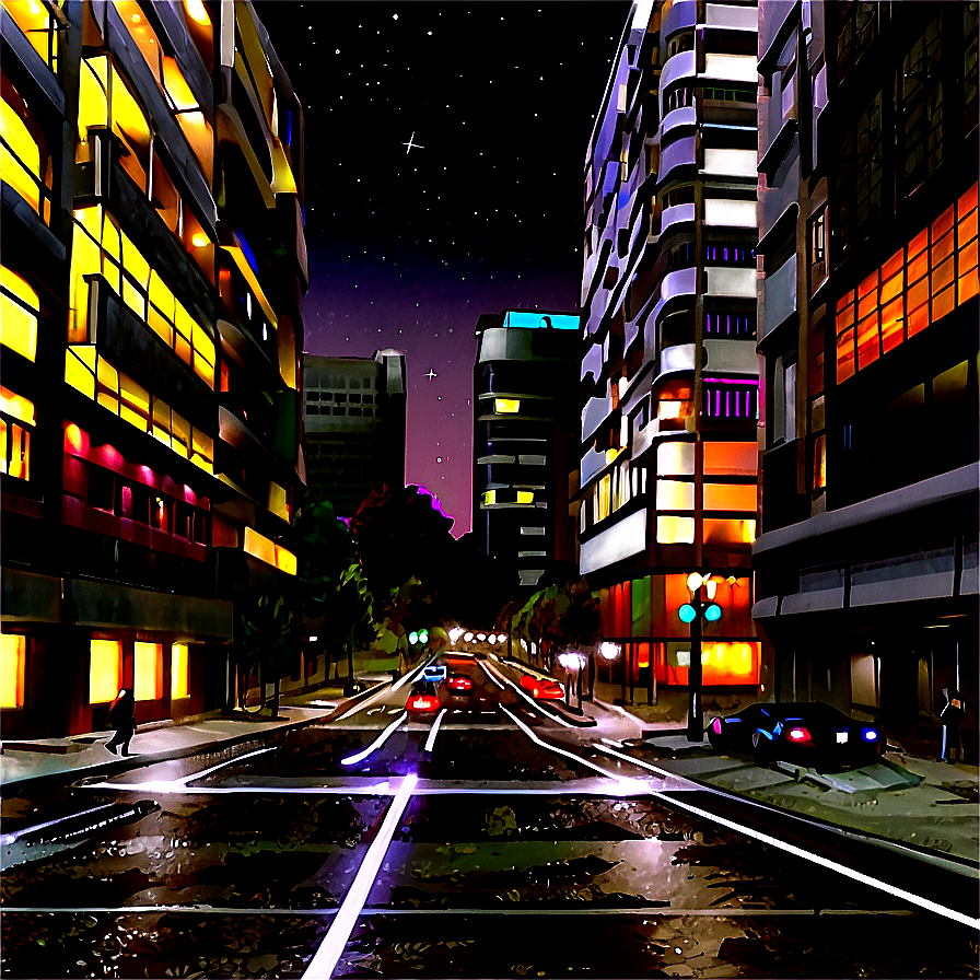 Nighttime City Street Png Aud