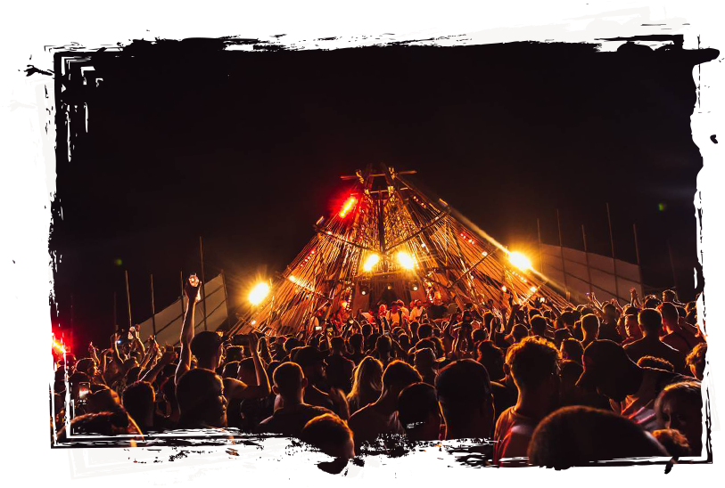 Nighttime Festival Crowd Gathering