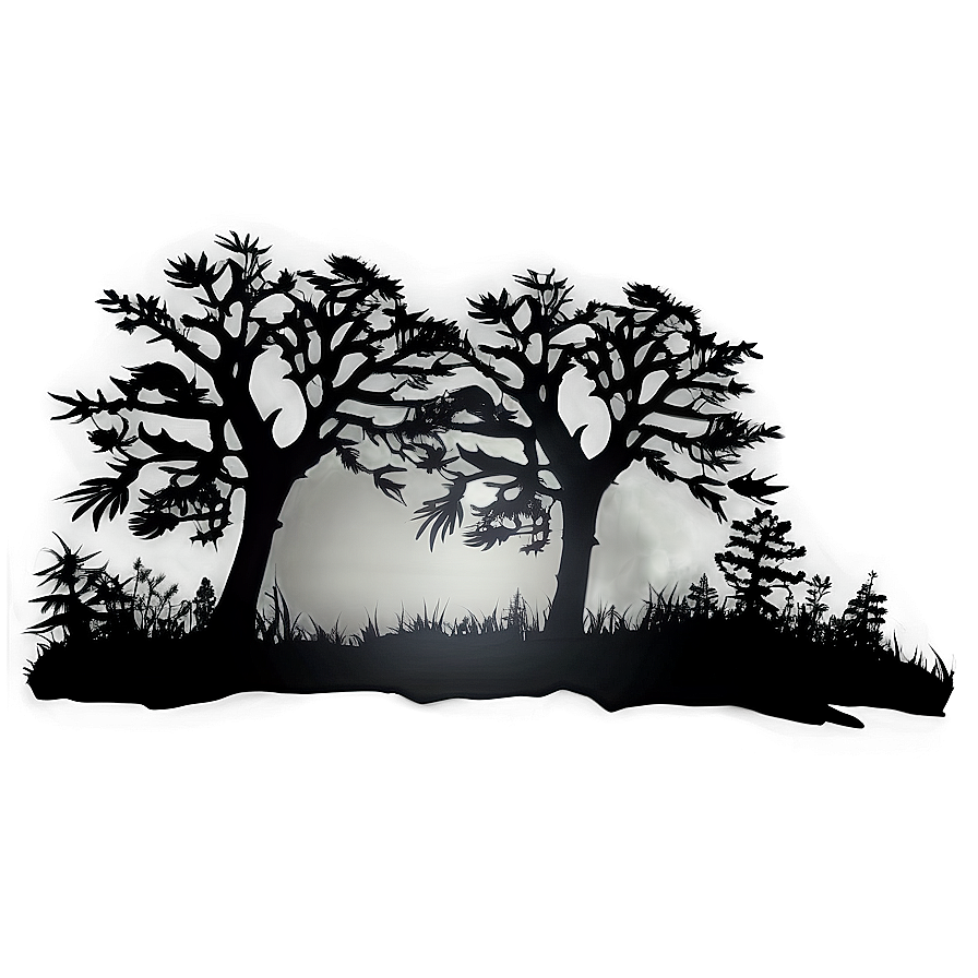 Nighttime Forest Silhouette Png Dki56