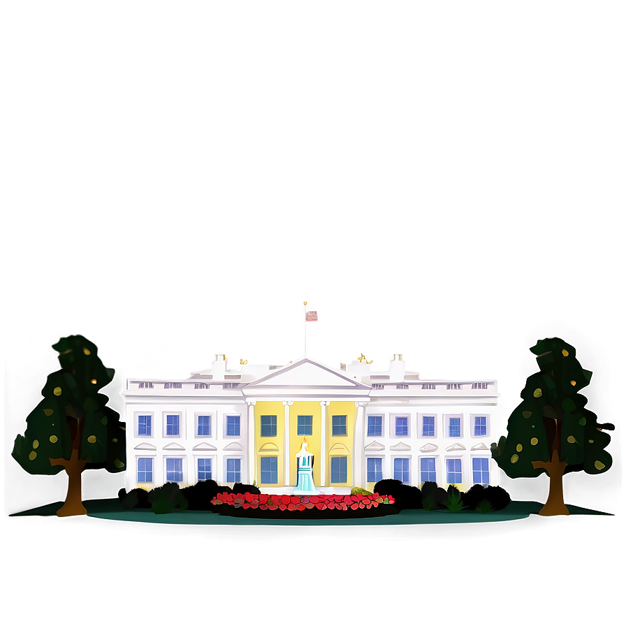 Nighttime Illuminated White House Png 06252024