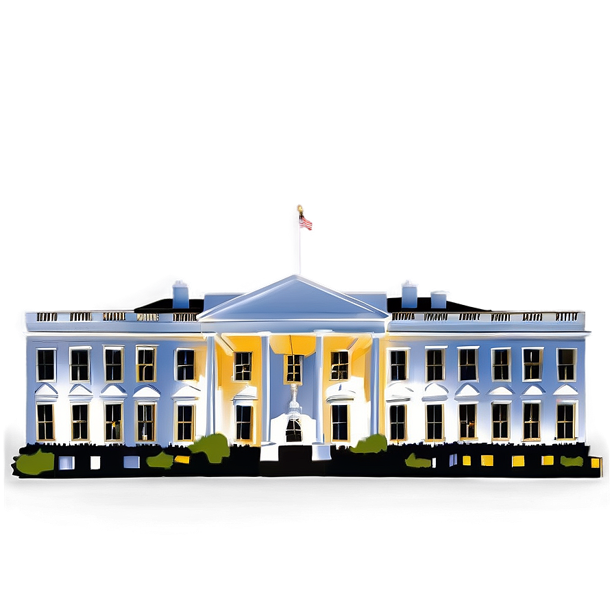 Nighttime Illuminated White House Png Mbp5