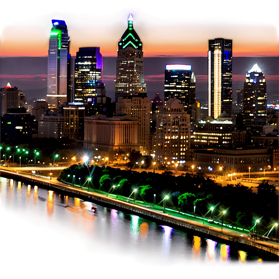 Nighttime Philadelphia Skyline View Png 06252024